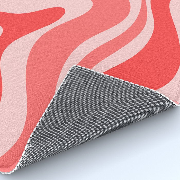 Retro Modern Liquid Swirl Abstract Pattern in Coral Pink Rug Gallery Image 4