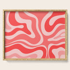 Retro Modern Liquid Swirl Abstract Pattern in Coral Pink Serving Tray Gallery Image 1