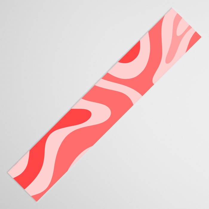 Retro Modern Liquid Swirl Abstract Pattern in Coral Pink Table Runner Gallery Image 3