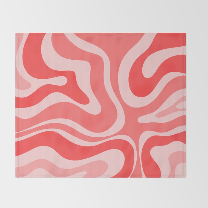 Retro Modern Liquid Swirl Abstract Pattern in Coral Pink Throw Blanket Gallery Image 2
