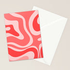 Retro Modern Liquid Swirl Abstract Pattern in Coral Pink Stationery Card Gallery Image 2