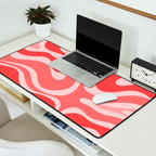 Retro Modern Liquid Swirl Abstract Pattern in Coral Pink Desk Mat Gallery Image 2