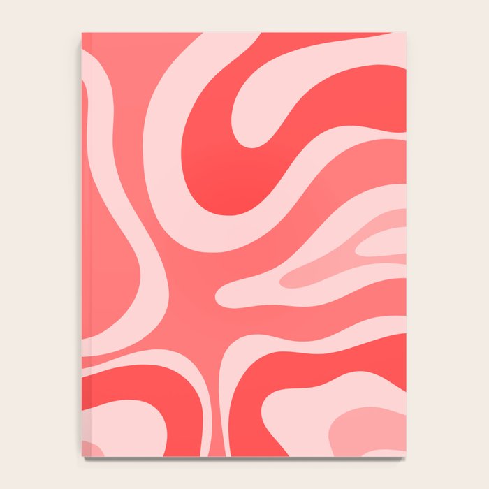 Retro Modern Liquid Swirl Abstract Pattern in Coral Pink Notebook Gallery Image 4