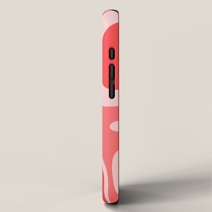 Retro Modern Liquid Swirl Abstract Pattern in Coral Pink iPhone Case Gallery Image 2