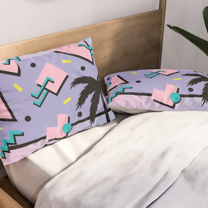 Memphis Pattern 25 - Miami Vice / 80s Retro / Palm Tree Pillow Sham Gallery Image 2