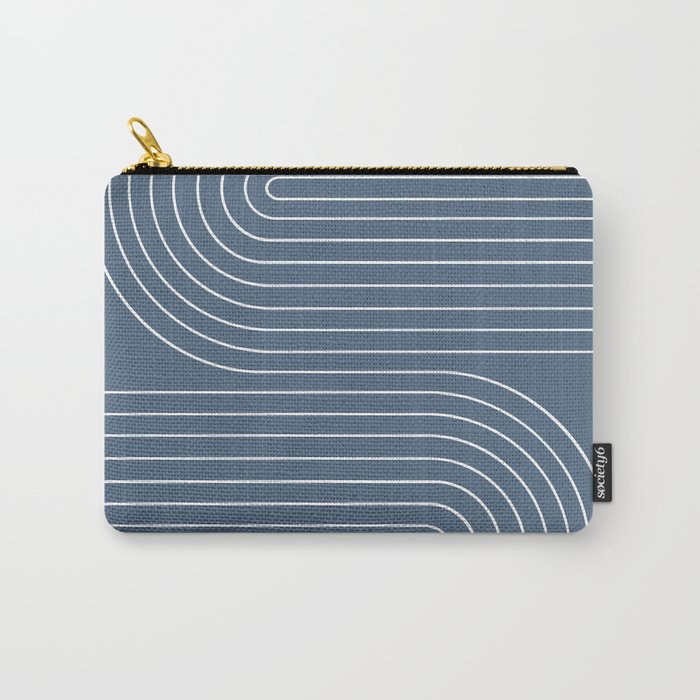Minimal Line Curvature LXXXIV Nautical Blue Mid Century Modern Arch Abstract Carry All Pouch Gallery Image 1