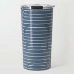 Minimal Line Curvature LXXXIV Nautical Blue Mid Century Modern Arch Abstract Travel Mug Gallery Image 1