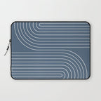 Minimal Line Curvature LXXXIV Nautical Blue Mid Century Modern Arch Abstract Laptop Sleeve Gallery Image 1