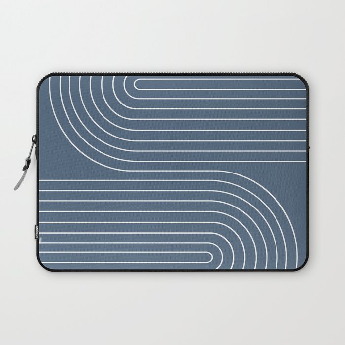 Minimal Line Curvature LXXXIV Nautical Blue Mid Century Modern Arch Abstract Laptop Sleeve Gallery Image 1