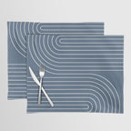 Minimal Line Curvature LXXXIV Nautical Blue Mid Century Modern Arch Abstract Placemat Gallery Image 1