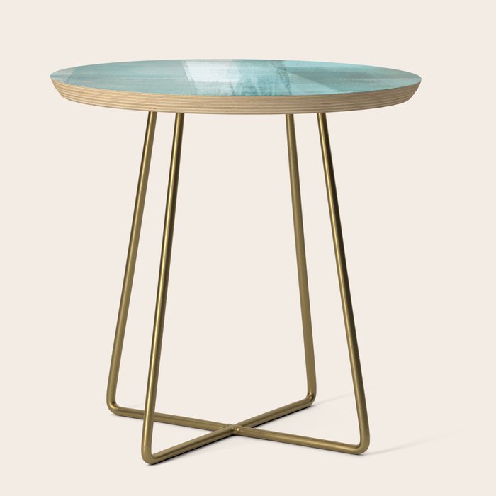 Turquoise Aqua Taupe Geometric Abstract Painting 3 Side Table Gallery Image 1
