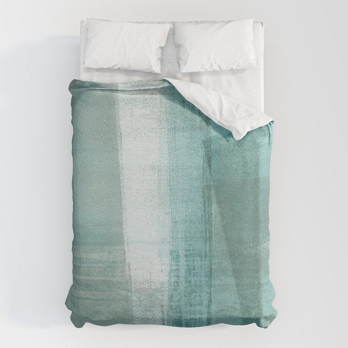 Turquoise Aqua Taupe Geometric Abstract Painting 3 Duvet Cover Gallery Image 6