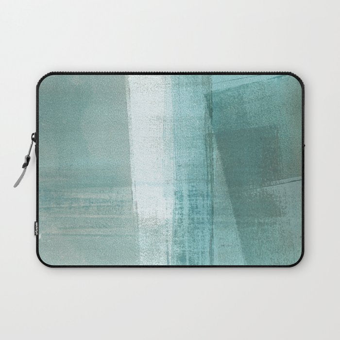 Turquoise Aqua Taupe Geometric Abstract Painting 3 Laptop Sleeve Gallery Image 1