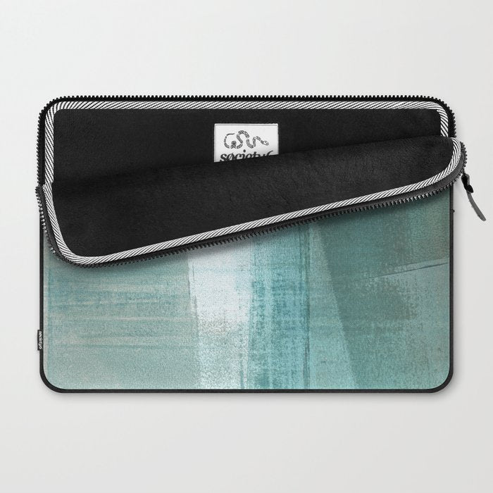 Turquoise Aqua Taupe Geometric Abstract Painting 3 Laptop Sleeve Gallery Image 2