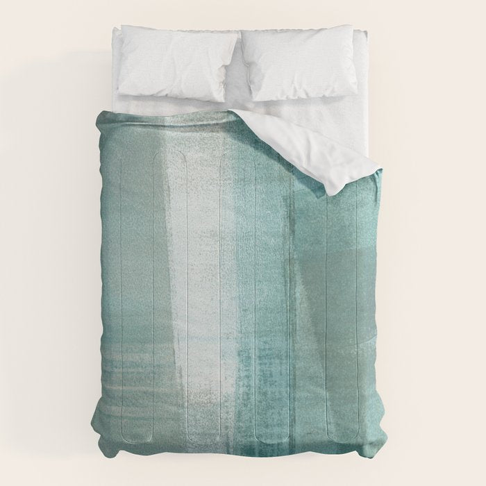 Turquoise Aqua Taupe Geometric Abstract Painting 3 Comforter Gallery Image 6