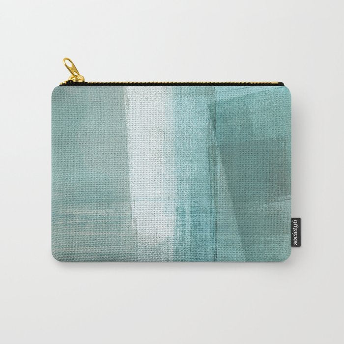 Turquoise Aqua Taupe Geometric Abstract Painting 3 Carry All Pouch Gallery Image 1