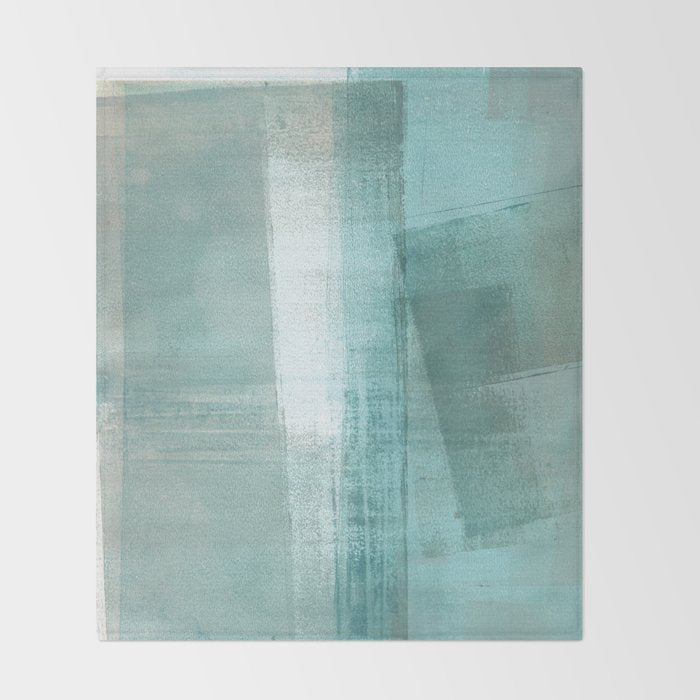 Turquoise Aqua Taupe Geometric Abstract Painting 3 Throw Blanket Gallery Image 2
