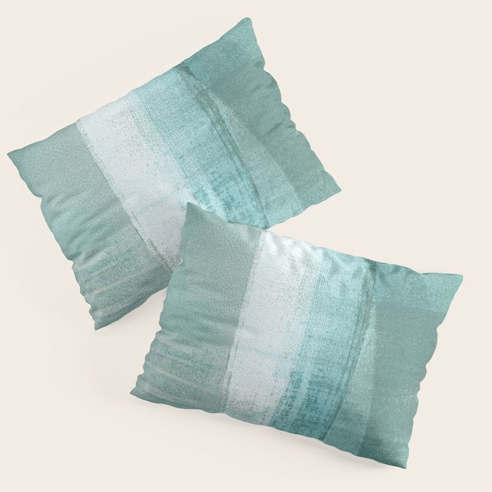 Turquoise Aqua Taupe Geometric Abstract Painting 3 Pillow Sham Gallery Image 1