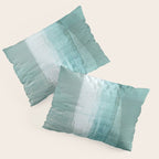 Turquoise Aqua Taupe Geometric Abstract Painting 3 Pillow Sham Gallery Image 3