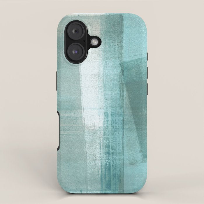 Turquoise Aqua Taupe Geometric Abstract Painting 3 iPhone Case Gallery Image 1