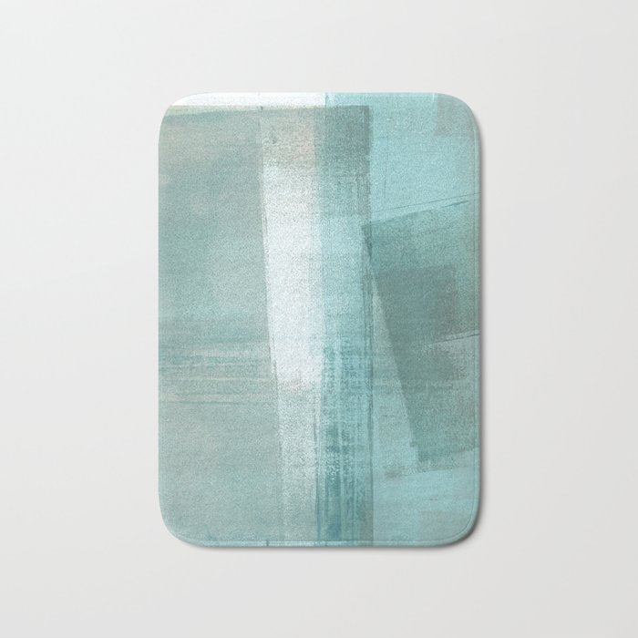 Turquoise Aqua Taupe Geometric Abstract Painting 3 Bath Mat Gallery Image 1