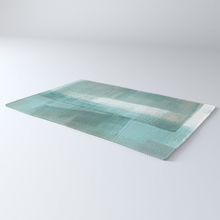 Turquoise Aqua Taupe Geometric Abstract Painting 3 Rug Gallery Image 3