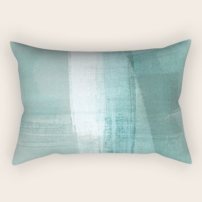 Turquoise Aqua Taupe Geometric Abstract Painting 3 Rectangular Pillow Gallery Image 2