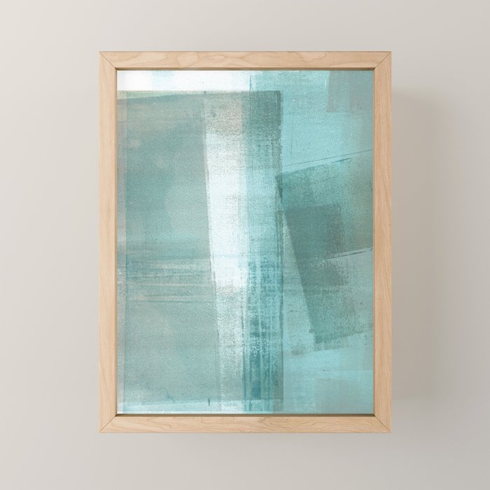Turquoise Aqua Taupe Geometric Abstract Painting 3 Mini Art Print Gallery Image 1