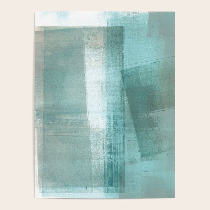 Turquoise Aqua Taupe Geometric Abstract Painting 3 Poster Gallery Image 1