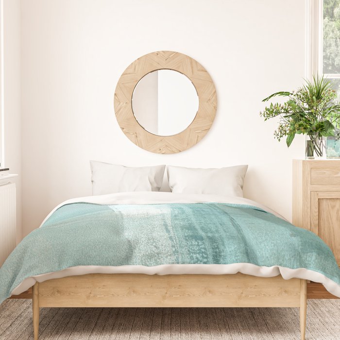 Turquoise Aqua Taupe Geometric Abstract Painting 3 Duvet Cover Gallery Image 3