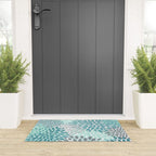 Modern, Floral Prints, Teal and Gray Welcome Mat Gallery Image 3