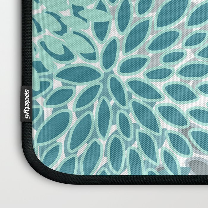 Modern, Floral Prints, Teal and Gray Laptop Sleeve Gallery Image 3