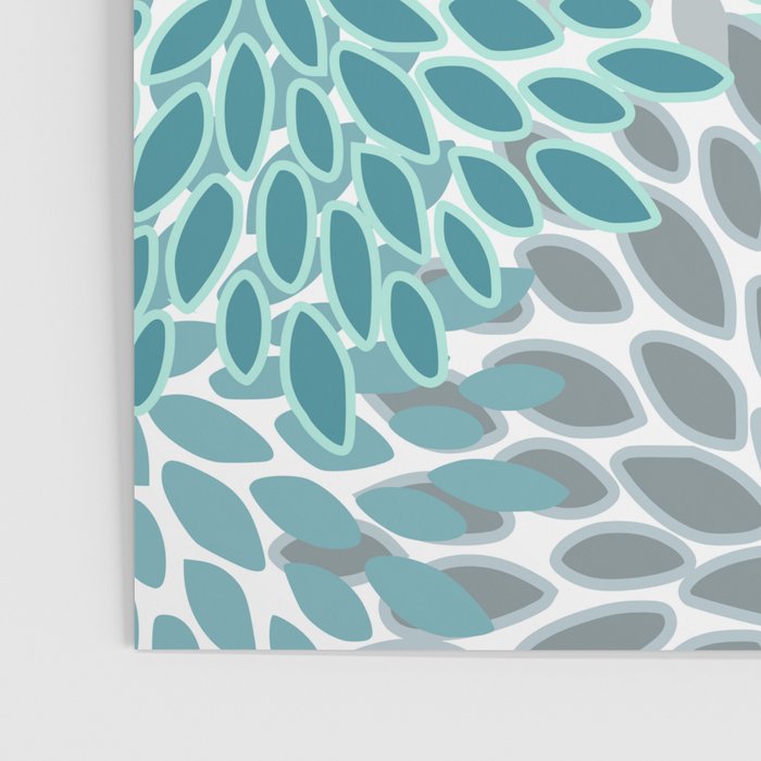 Modern, Floral Prints, Teal and Gray Poster Gallery Image 3