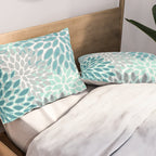 Modern, Floral Prints, Teal and Gray Pillow Sham Gallery Image 2