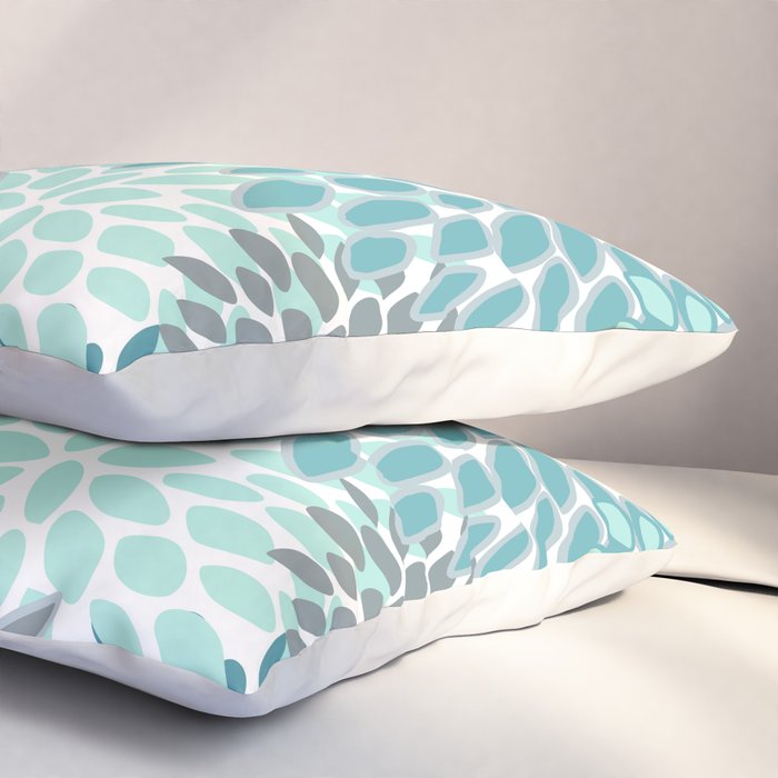 Modern, Floral Prints, Teal and Gray Pillow Sham Gallery Image 3
