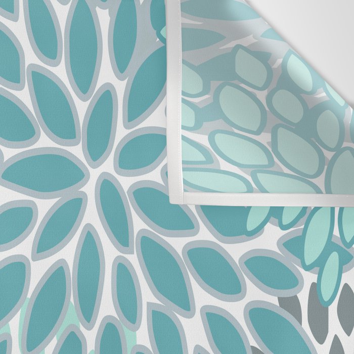 Modern, Floral Prints, Teal and Gray Wall Tapestry Gallery Image 3