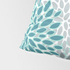 Modern, Floral Prints, Teal and Gray Pillow Sham Gallery Image 4