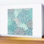Modern, Floral Prints, Teal and Gray Wall Mural Gallery Image 2