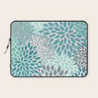 Modern, Floral Prints, Teal and Gray Laptop Sleeve Gallery Image 1