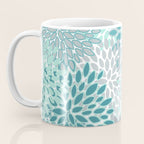 Modern, Floral Prints, Teal and Gray Coffee Mug Gallery Image 3