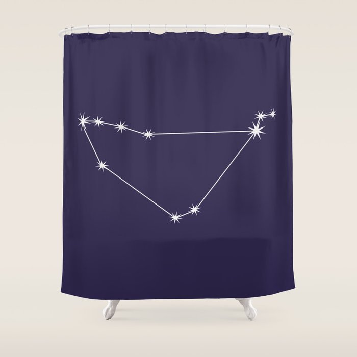 Capricorn Zodiac Star Constellation Line Art Dark Purple Shower Curtain Gallery Image 1