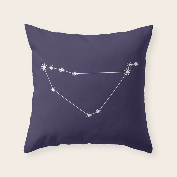 Capricorn Zodiac Star Constellation Line Art Dark Purple Throw Pillow Gallery Image 6