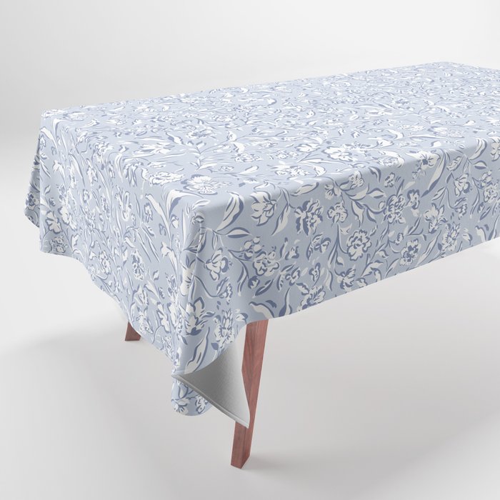 Painterly Florals - Light Blue Tablecloth Gallery Image 1