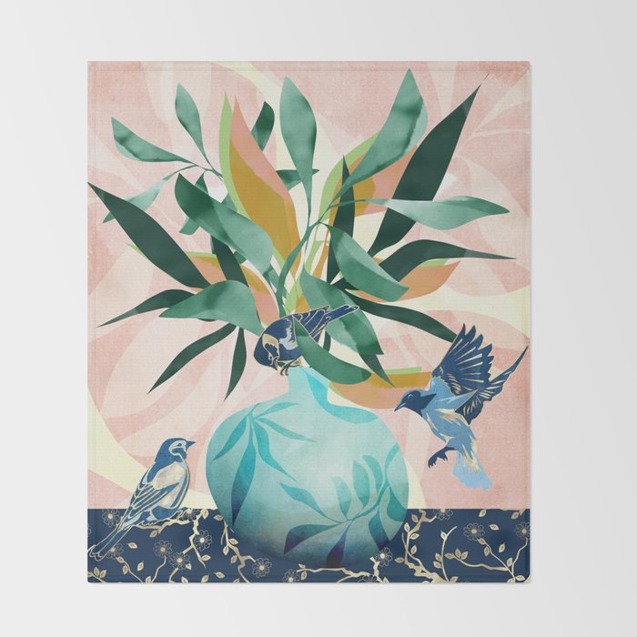 Vintage Vase Abstract Throw Blanket Gallery Image 2