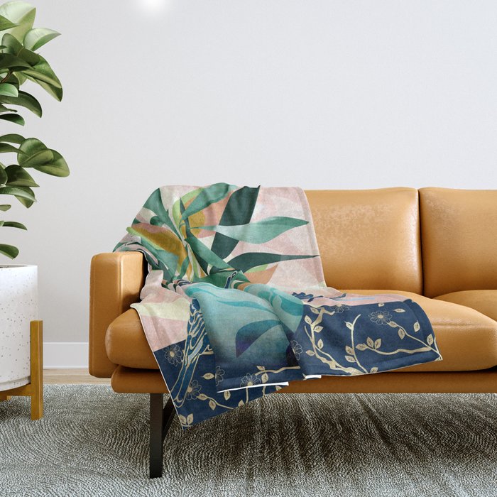 Vintage Vase Abstract Throw Blanket Gallery Image 1