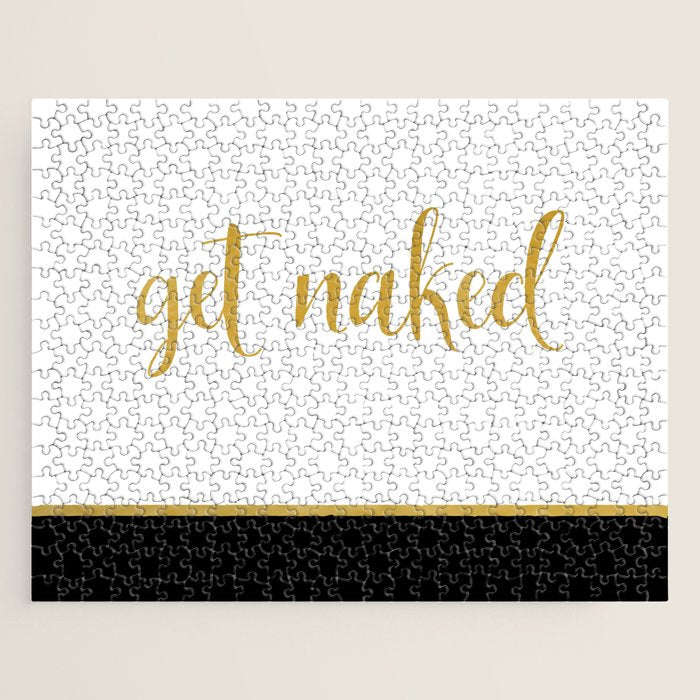 Get Naked, Fun, Bathroom Art and Funny Shower Curtain Jigsaw Puzzle Gallery Image 1