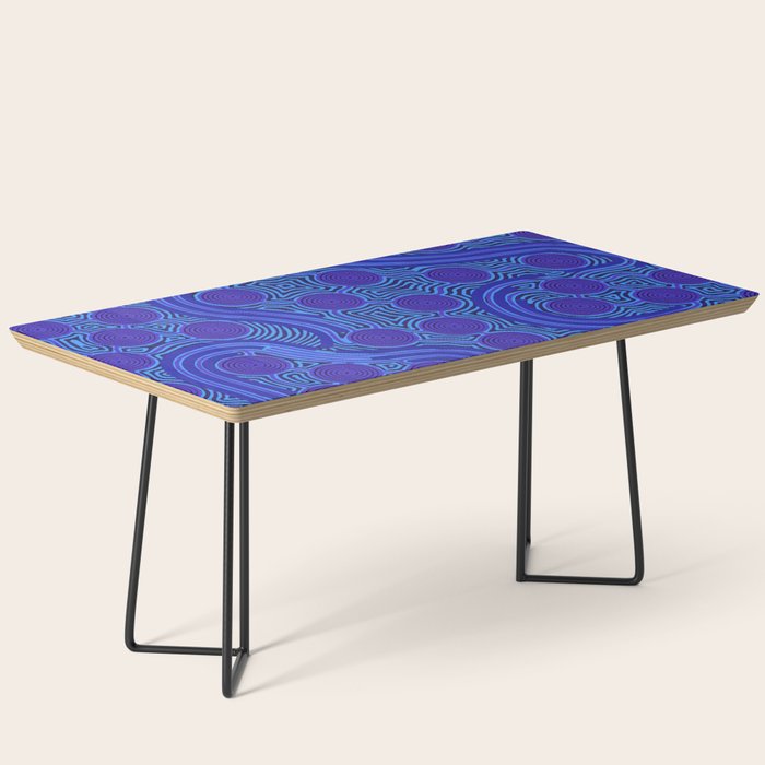 The Rivers around Us (blue) - Authentic Aboriginal Art Coffee Table Gallery Image 1