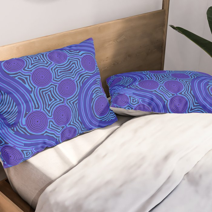 The Rivers around Us (blue) - Authentic Aboriginal Art Pillow Sham Gallery Image 2