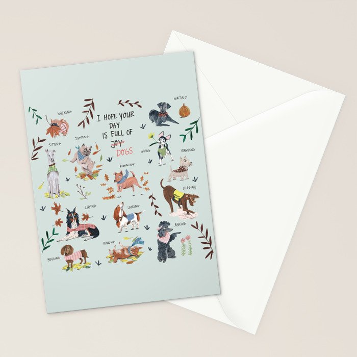 Dog lover person cute dogs breed pattern Stationery Card Gallery Image 2