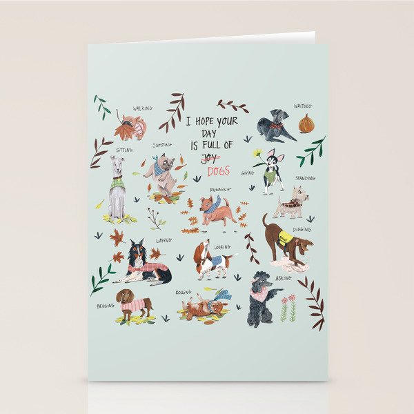 Dog lover person cute dogs breed pattern Stationery Card Gallery Image 1